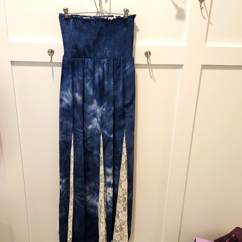 Venus Blue Tie Dye Lace Maxi Dress